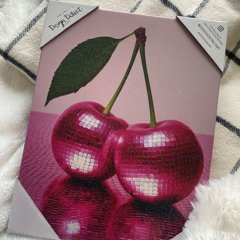 sparkly disco cherries wall canvas!